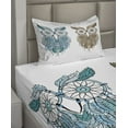 thumbnail image 2 of Ambesonne Tribal Fitted & Top Sheet Set with Sham, Farsighted Birds, Cream White Teal, 2 of 4