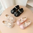 thumbnail image 2 of 2022 Toddler Girls Pearls Bow Patent Leather Dress Shoes Wedding Gown Flat Shoes, 2 of 10