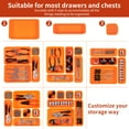 thumbnail image 5 of HAIDAIYA 45 Pack Drawer Organizer Trays Set, 3 Sizes Plastic Divider Storage Bins for Desk, Makeup, Tool Box, Jewelry (Orange), 5 of 7