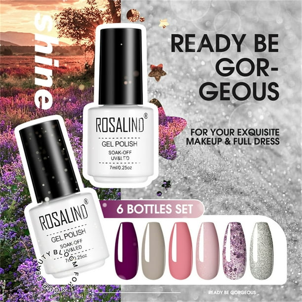 Gel transparente para uñas, gel para esculpir uñas, para decoración de uñas, juego de pegamento para esmaltes de uñas, mini pegamento con purpurina de colores veraniegos, 7 ml.