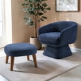 thumbnail image 3 of Tcbosik Swivel Barrel Chair with Ottoman, 360 Degree Upholstered Armchair, Modern Accent Chair, Single Sofa Chair for Living Room, Bedroom, Blue, 3 of 6