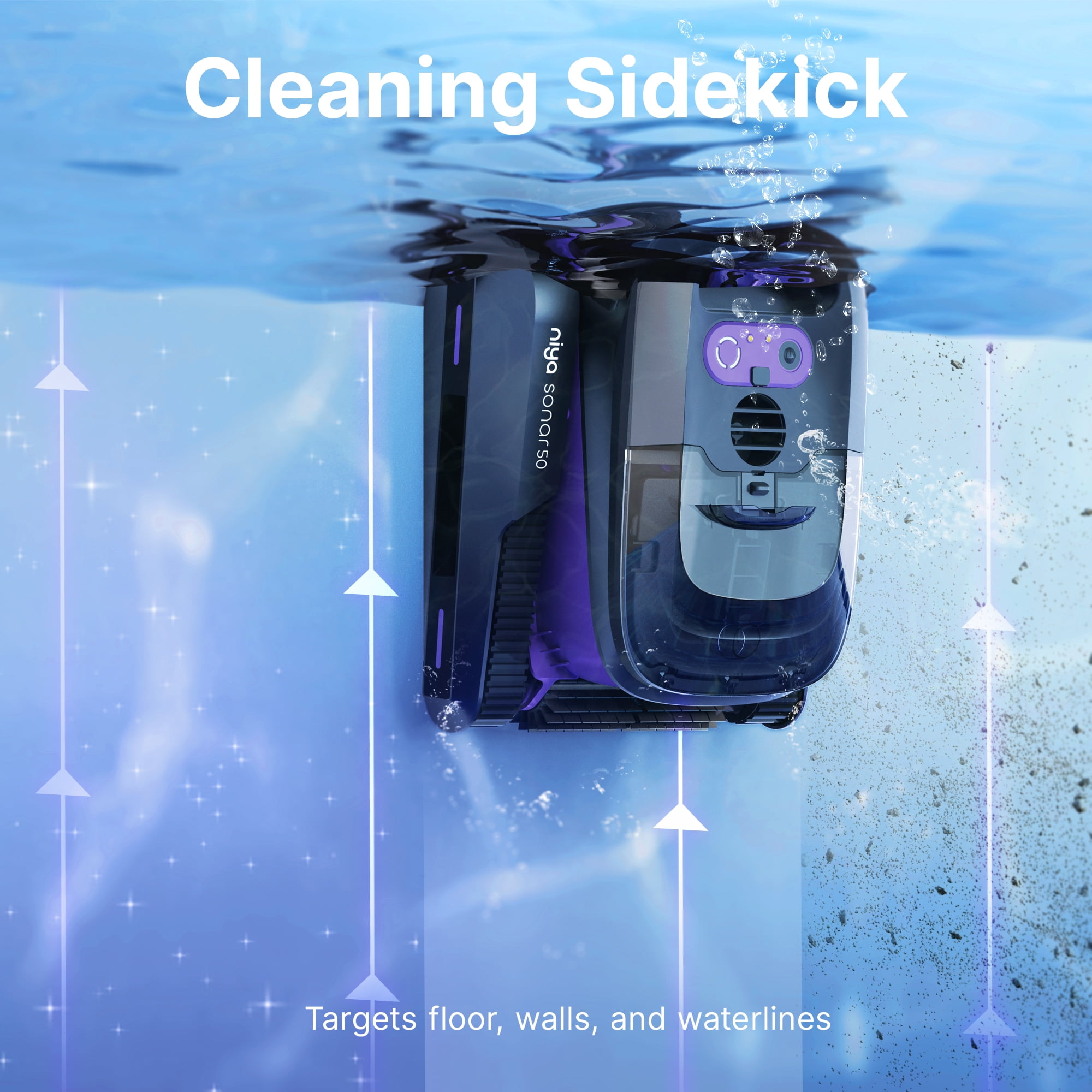 Niya Sonar 50 Cordless Robotic Vacuum Pool Cleaner from The creators of Dolphin, up to 40 FT in Length, Scrubber Brush with Waterline Cleaning