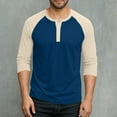 thumbnail image 7 of Mens Long Sleeve Tops Fall Casual Henley Raglan Shirts Big & Tall Loose Color Block Pullover Going Out Tops Navy, 3XL, 7 of 7