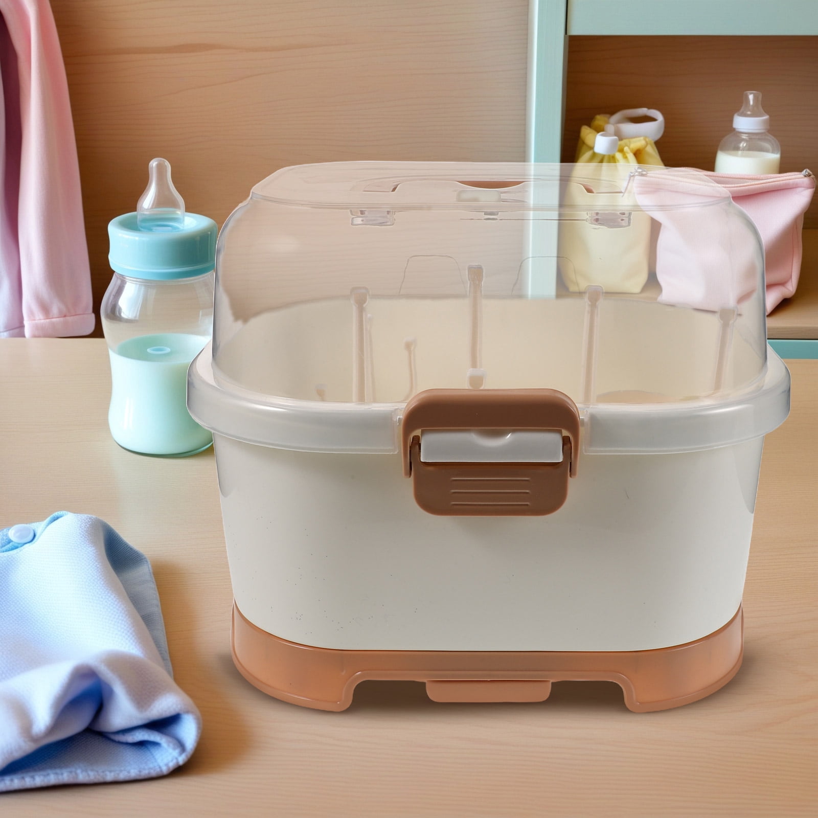 ELAYARD Portable Baby Bottle Storage Organizer Box Compact Drying Rack for Home, 9.5 x 6.5 x 4.5 Inches, Easy to Clean and Store