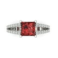 thumbnail image 2 of 2.44ct princess cut red natural garnet 14k white gold Bridal Wedding Engagement Promise Anniversary Ring for Women size 6.75, 2 of 7