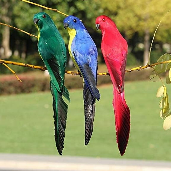 D-GROEE 1/2pcs 45cm Artificial Foam Feather Parrot Birds for Modern Home Garden Zoo Ornament Decoration Colorful