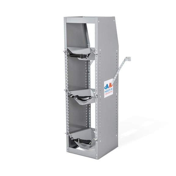 AA Products TR-3-38 Refrigerant Tank Rack Steel Freon Tank Holder Rack Shelving Storage with Top Shelf for Cargo Van, 38" H x 12.2" W x 13" D