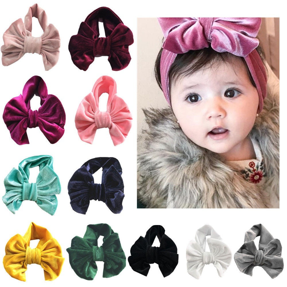 Kids Girl Baby Toddler Infant Velvet Knotted Ribbon Headband Hair Band Headwear 