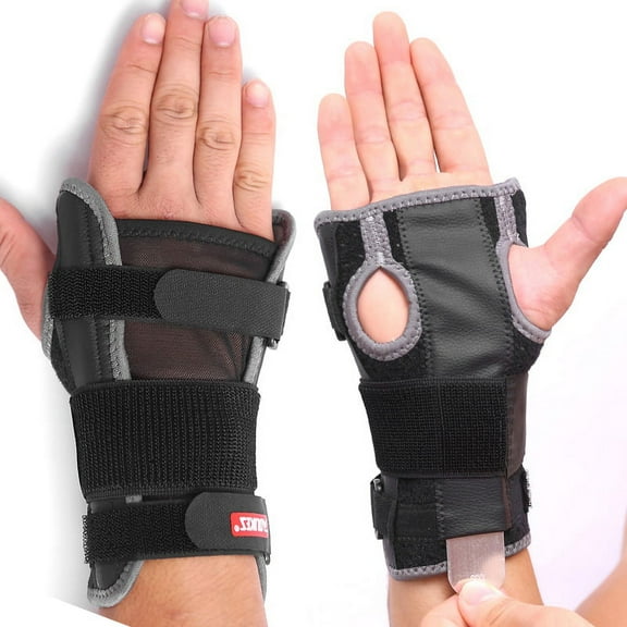 FIEWESEY Unisex Breathable Medical Carpal Tunnel Night Wrist Brace Splint Support Arthritis Sprain Gym Hand Protector Straps Adjustable Removable (Black)