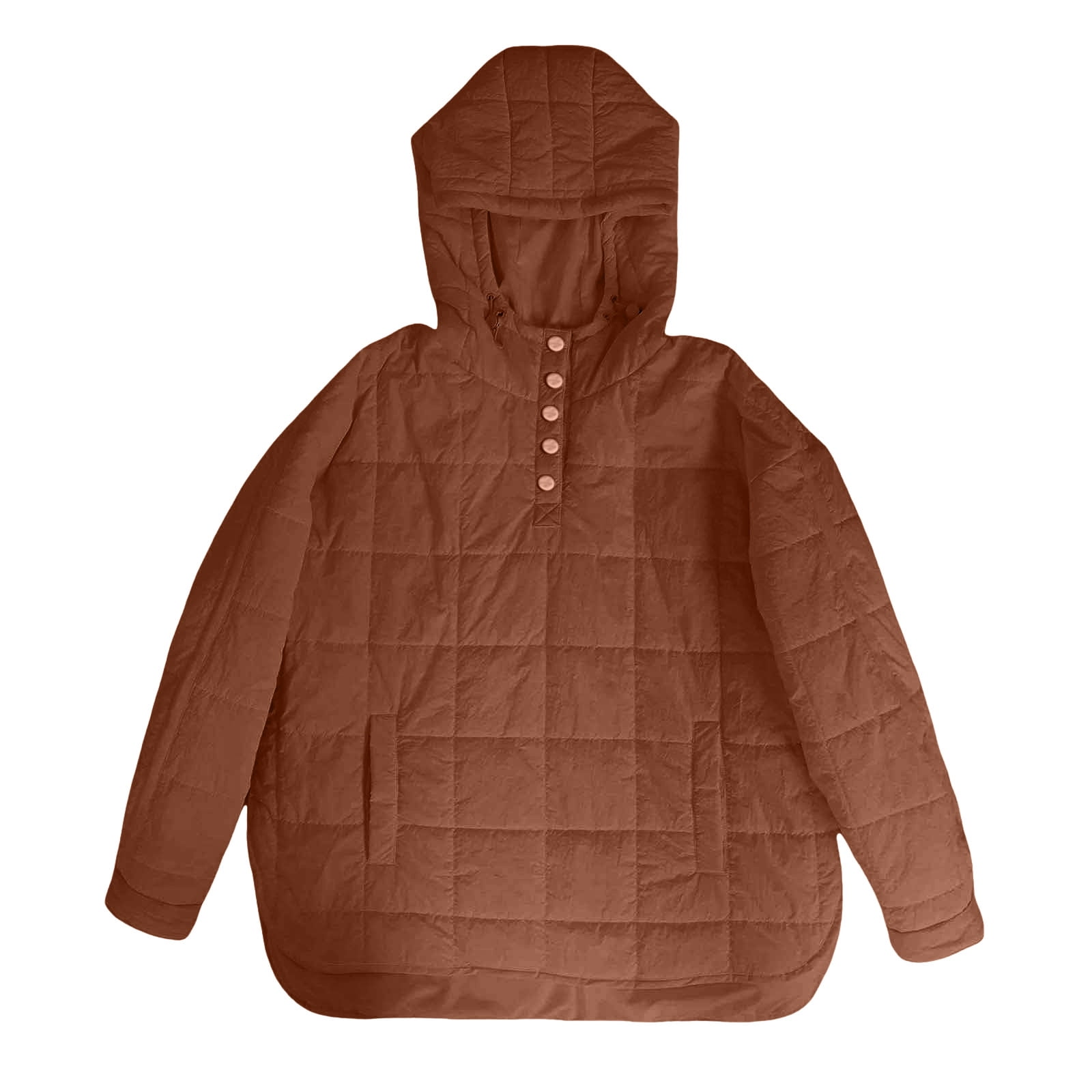 GEWSEY Quilted Puffer Jacket Womens with Hood Packable Pullover Jacket Lightweight Oversized Winter Warm Padded Coats (Brown, XXL)
