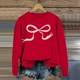 thumbnail image 5 of Round Neck Sweatshirt Women's Cute Bow Pattern Sweatshirt Long Sleeved Pullover Sweater Bow Sweater Top, 5 of 5