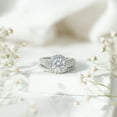 thumbnail image 4 of Rosec Jewels Cubic Zirconia Bridal Ring Set (AAAA Grade Certified) - Halo Engagement Ring with Wedding Band - with Jewelry Box, 925 Sterling Silver, US 9.00, 4 of 9