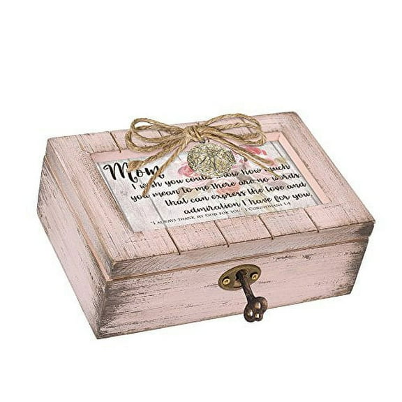 Cottage Garden Mom No Words Express The Love Blush Pink Distressed Locket Petite Music Box Plays How Great Thou Art
