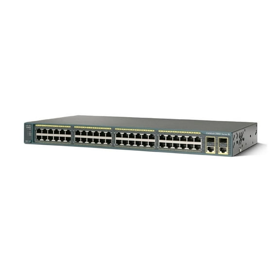 Pre-Owned Used Cisco WS-C2960-48PST-S Catalyst C2960-48PST 48 Ports 10/100 RJ-45 Power Over Ethernet (PoE) Layer 2 Rack Mountable 2x SFP Uplink Ports Manageable Ethernet Switch 1 Year Warranty