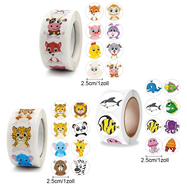 Juego de 1800 pegatinas de animales: 36 diseños para niños, perfectos para premios, fiestas y decoración del aula. Salvaje y lindo