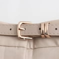 thumbnail image 4 of Womens Fashion Dressy Shorts Belted High Waisted Shorts Loose Casual Work with Pockets Khaki M, 4 of 9