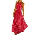thumbnail image 2 of zanvin summer dress for women , Robe d'Été Décontractée Sans Manches à Col Rond à Pois, Robe Longue à Col Halter avec Fermeture Éclair pour Femmes, Robe de Soirée Plage, Rouge, 2 of 6