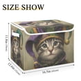 thumbnail image 3 of Foldable Fabric Storage Bin With Handle Collapsible Basket Box Storage With Lid Organizer Cat Wearing A Jester Hat, 3 of 7