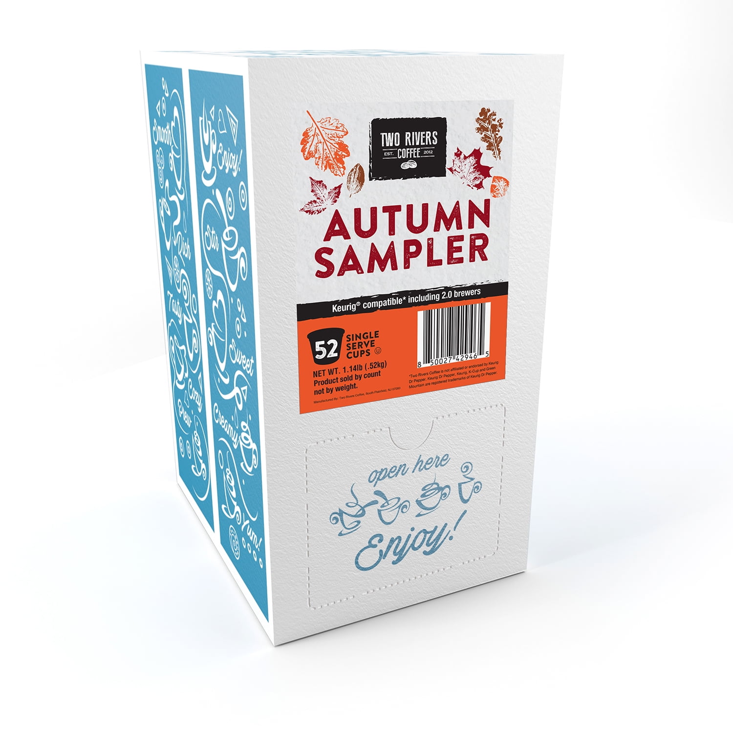 Two Rivers Coffee Autumn Flavored Coffee Pods for Keurig Coffee Brewers, 52-Pack