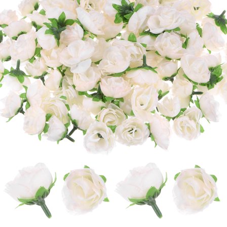 Uxcell 50 Pack Artificial Roses Heads 1.2'' Small Silk Faux Rose Head for Wedding Bouquet Party Decorations Peach