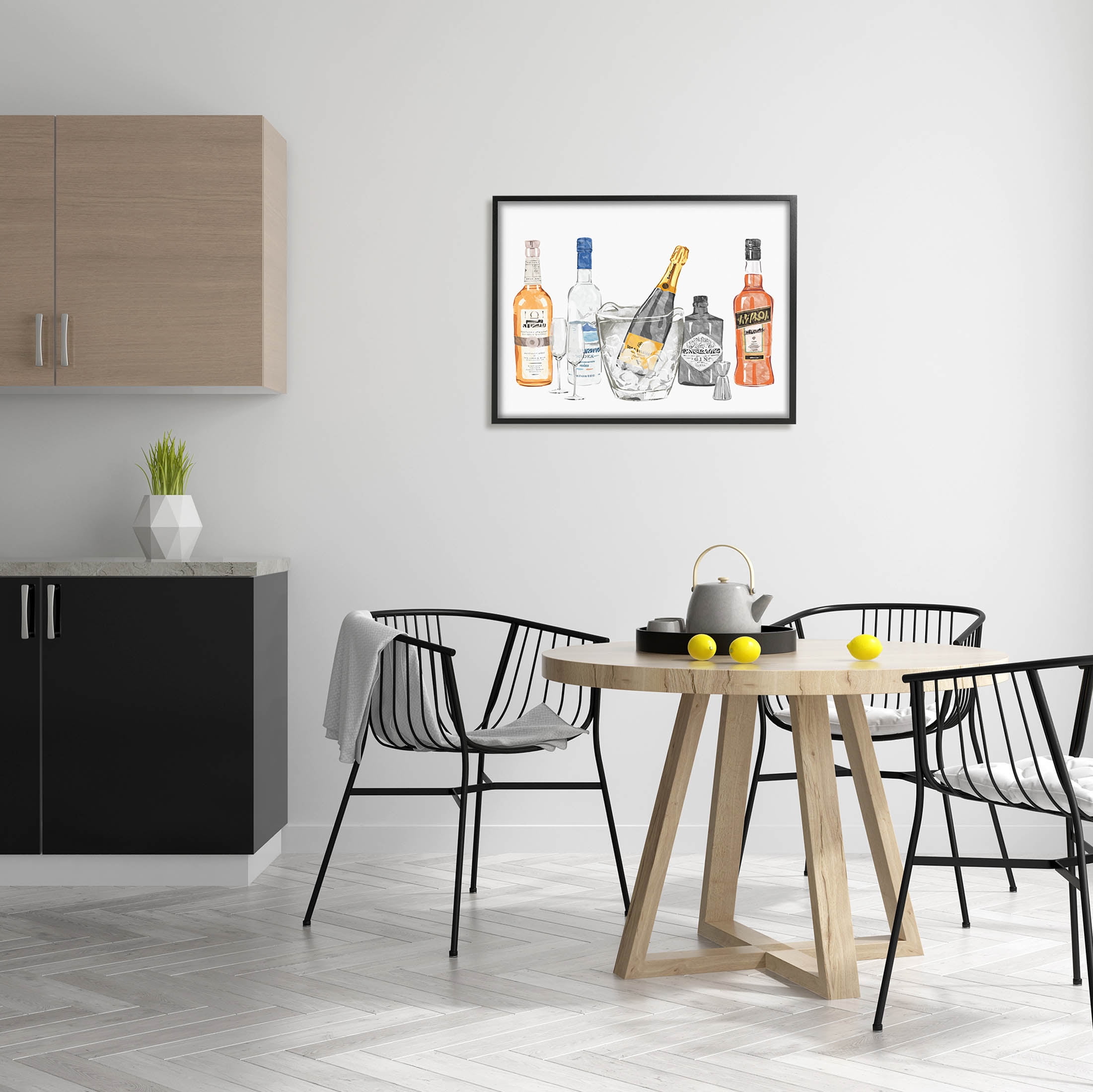 Stupell Industries Various Drink Liquor Bottles Graphic Art Black Framed Art Print Wall Art, Design by Ziwei Li