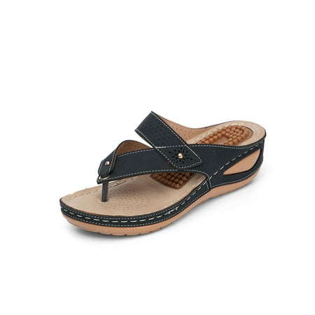 

Tenmix Women Flip-flops Beach Thongs Sandals Slip On Casual Shoes Summer Slippers Ladies Comfortable Lightweight Slides Black 8