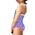 thumbnail image 4 of FOR U DESIGNS Comfy Purple One Piece Bathing Suit Girls Casual Off Shoulder Beach Swimwear for Kids Toddlers Stars Moons Lace-up Swimsuit Size 5-6, 4 of 6