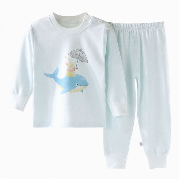 TOWED22 Toddler Baby Girl Boy Clothes 2pcs Fall Winter Outfits Long Sleeve Pullover Sweatshirt Casual Pants Graphic Print Clothing Set(Blue,3-6 M)