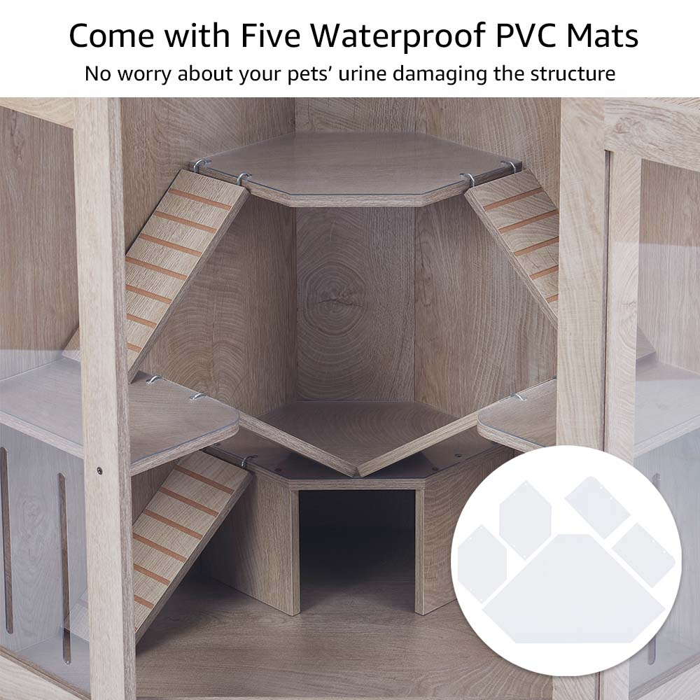 unipaws Chinchillas Cage with Ramp, Rat Cage with House, Critter Nation Cage for Hamster, Mice, Rat, Reptiles, Clear Acrylic, Corner Small Animal Cage