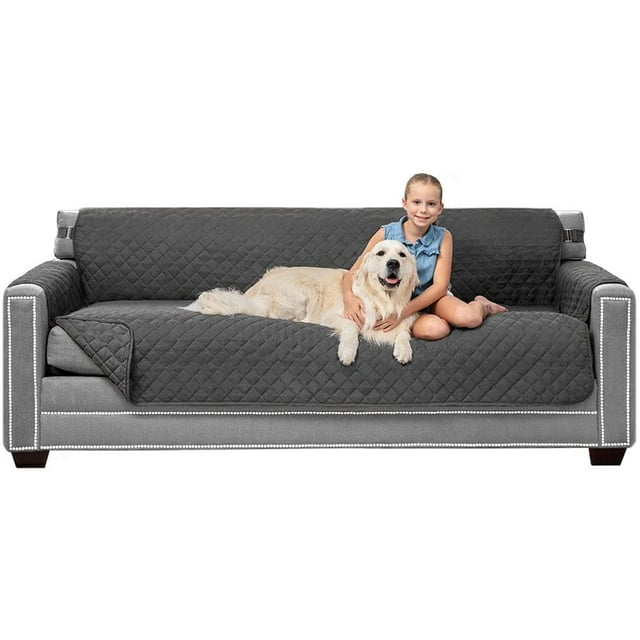 Original Patent Pending Reversible X-Large Oversized Sofa Protector, Many Colors, Seat Width to 78 Inch, Furniture Slipcover, 2 Inch Strap, Couch Slip Cover Throw for Dogs, Pets, Charcoal