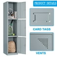 thumbnail image 4 of Fesbos Metal Locker 3 Lockable Door,71" Tall Steel Storage Cabinet for Office Gym Home Employees Staff Sundries Room, 4 of 7