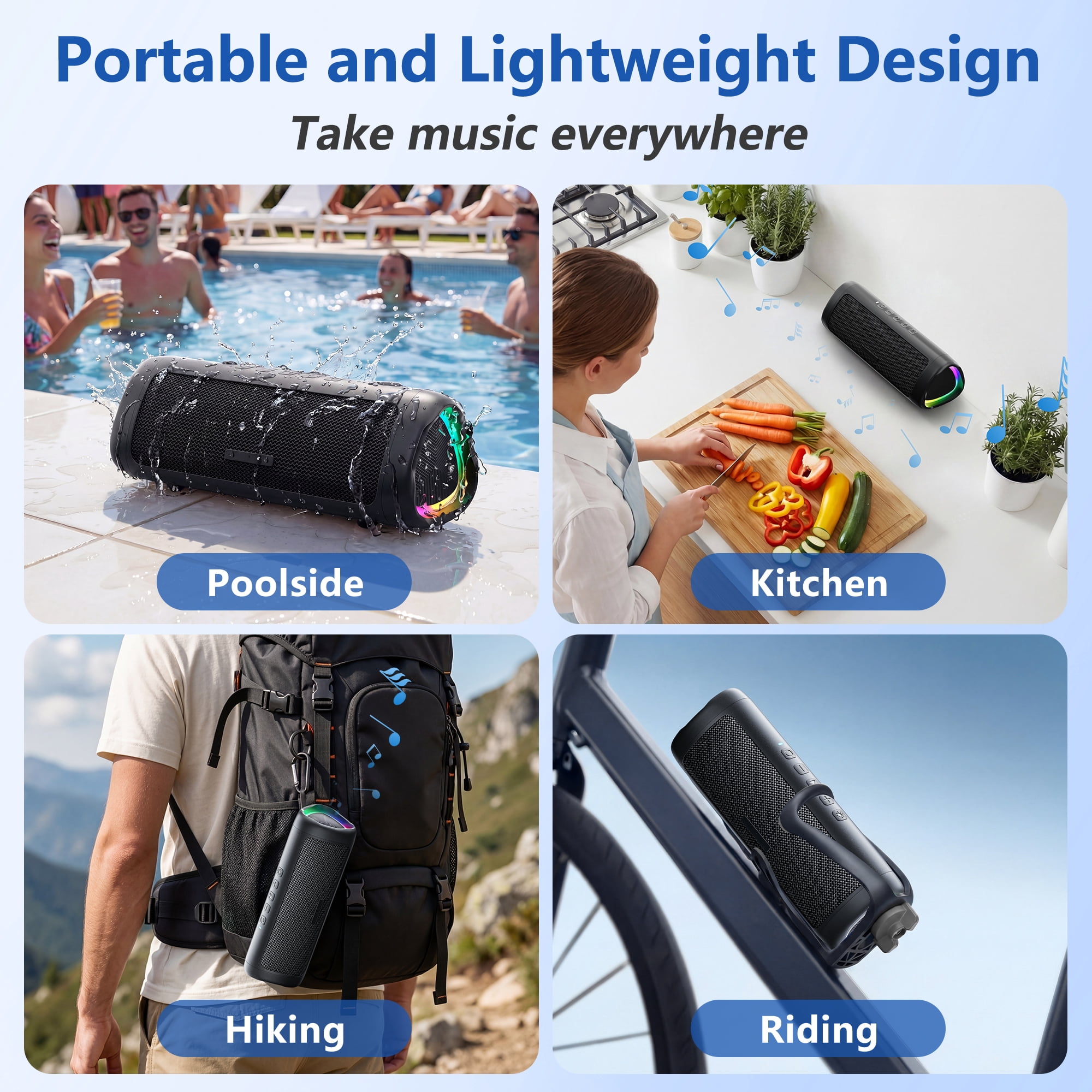 Portable Bluetooth Speaker, Bluetooth Wireless Speaker with IPX5 Waterproof, 10W Loud Sound, 20H Playtime, Outdoor Speakers for Home/Party/Beach/Travel, Gifts