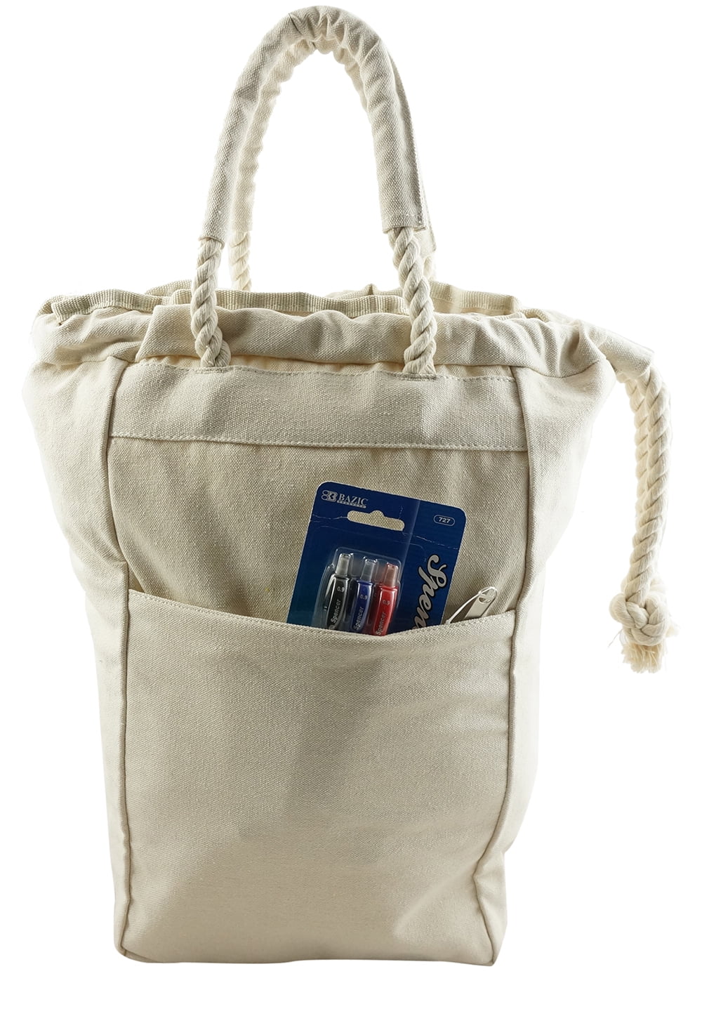 Heavy Duty Canvas 2in1 Drawstring Backpack & Tote Bag, White