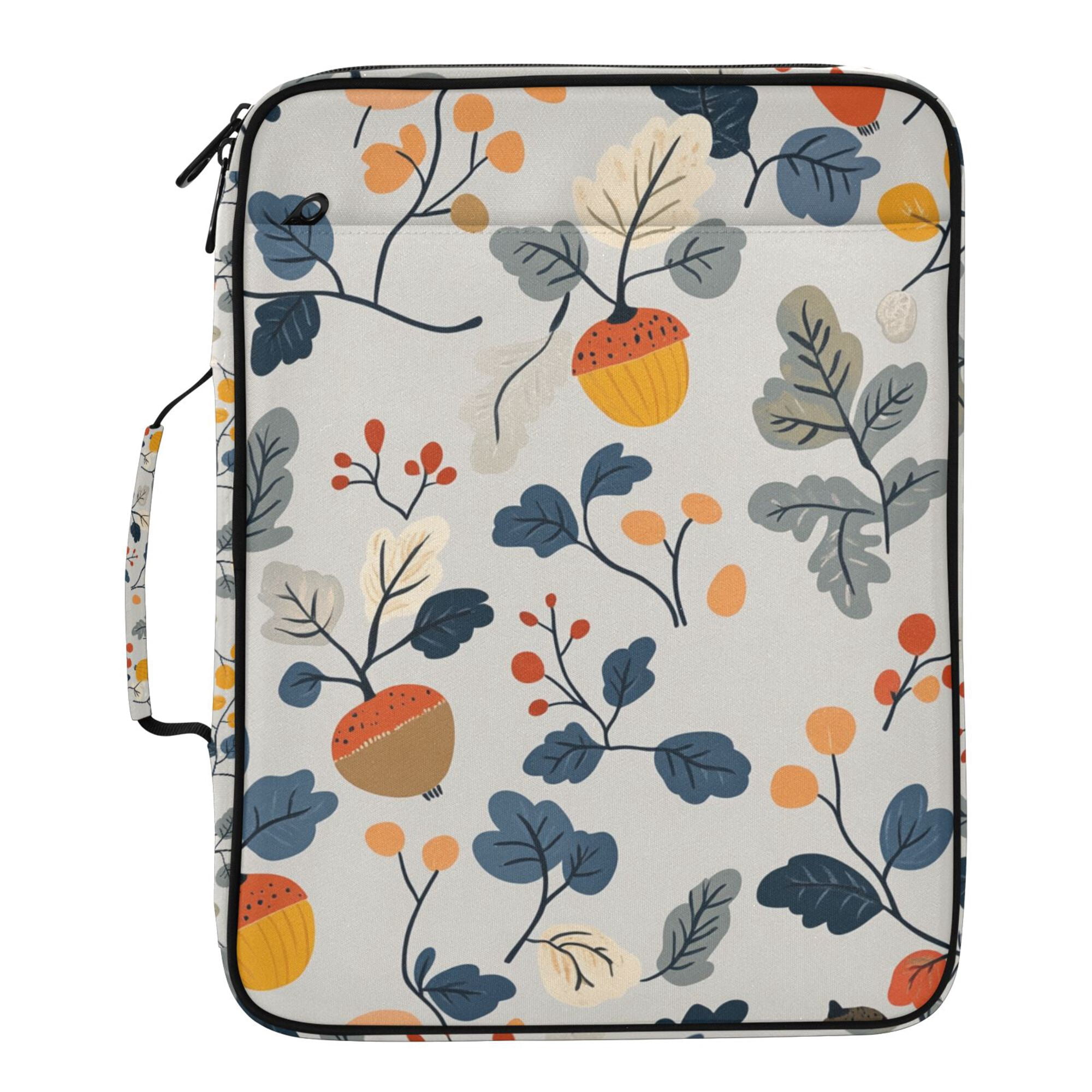FORMRS Accordion File Folder A4 Size 7-Pocket Expanding Document Organizer Bag with 3 Ring Binder, Acorn Leaves Pattern