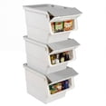thumbnail image 1 of Costway 3 PCS Storage Bins on Wheels with Stay-Open Lid for Kitchen Bedroom Laundry Closet White + Gray, 1 of 9