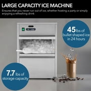 Whynter FIM-450HA Freestanding Ice Maker, 45 lb Daily Ice Production, Compact Stainless Steel Ice Machine for Home, Office & Bar