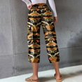 thumbnail image 7 of Stephy Women's Casual Camouflage Print Cargo Pants Stretch Elastic Waist Tapered Pants with Pockets, Orange, XL, 7 of 7
