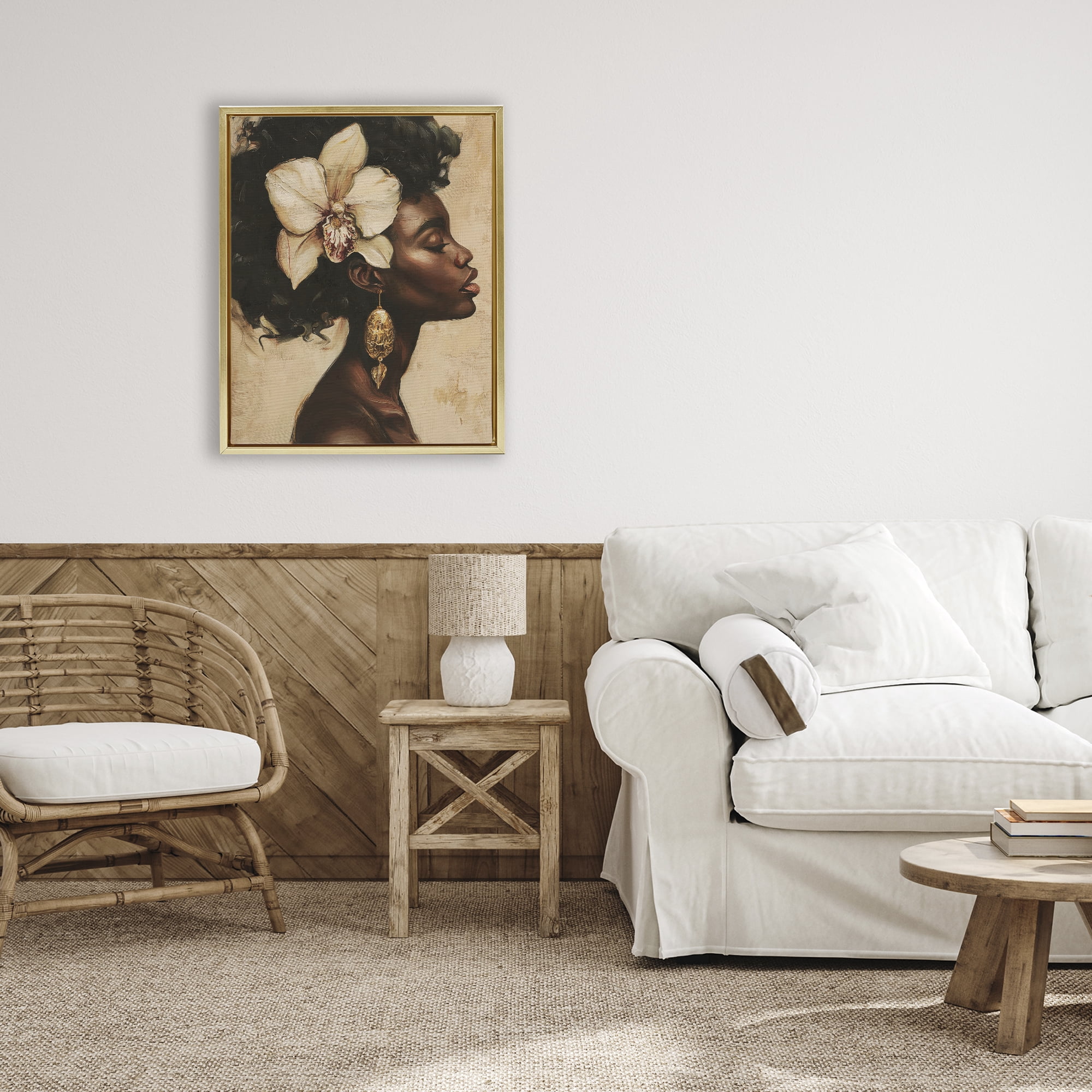 Stupell Industries Orchid Majesty Portrait Gold Framed Floater Canvas Wall Art, design by Svetlana Aleynikova