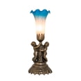 thumbnail image 7 of 13"High Pink and Blue Twin Cherub Pond Lily Mini Lamp, 7 of 7