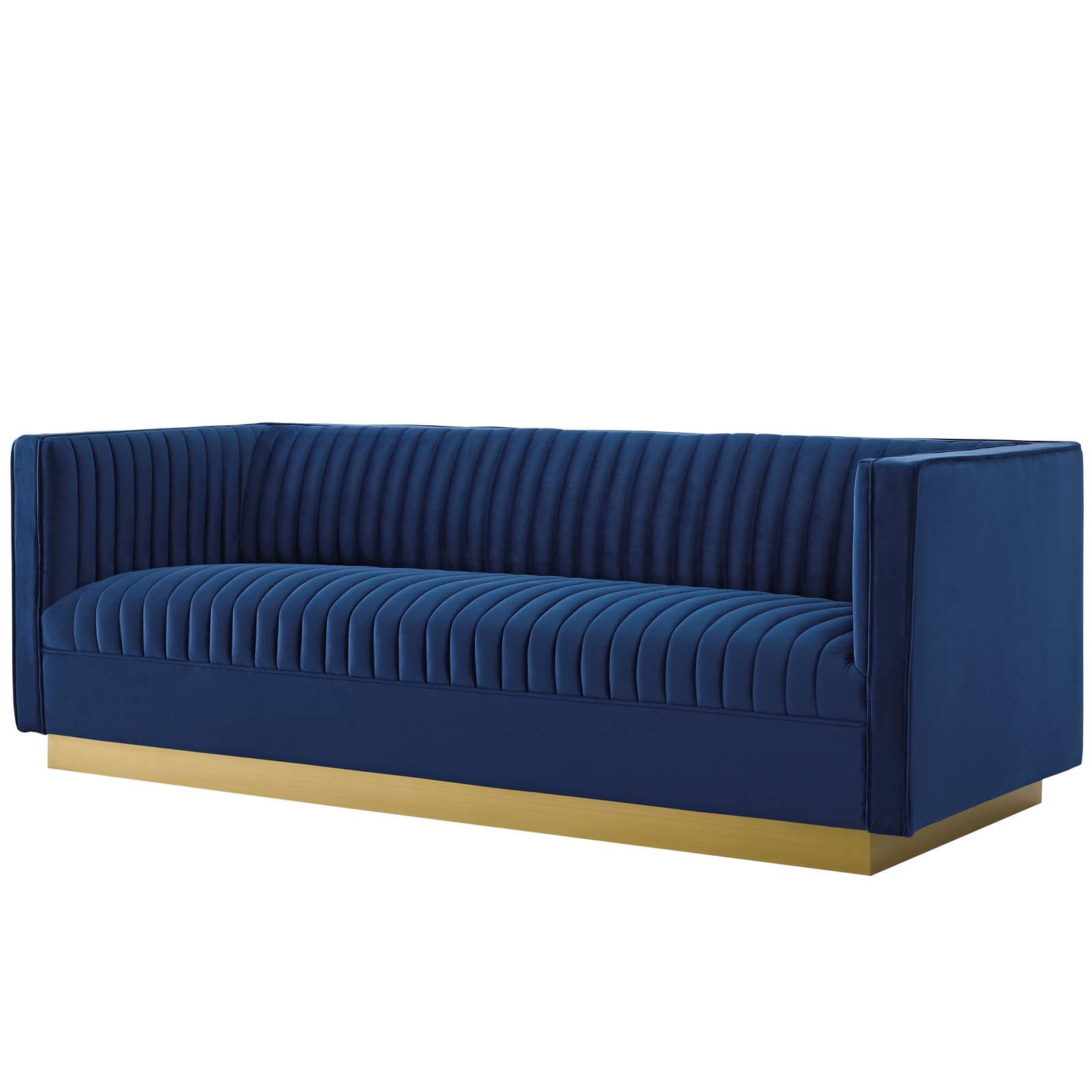 Gray Tufted Velvet Fabric Sofa with Solid Wood Frame