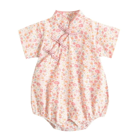 

Booker Kids Baby Girls Short Sleeve Floral Patchwork Romper Bodysuit Outfit