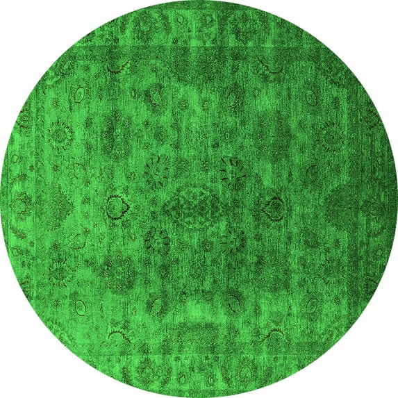 Ahgly Company Indoor Round Oriental Green Industrial Area Rugs, 3' Round