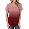 thumbnail image 4 of Homenesgenics Womens Plus Size Tops Breathable Womens Casual Fashion V-Neck Solid Color Loose Short-Sleeved T-Shirt, 4 of 5