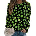 thumbnail image 2 of ASFGIMUJ Women St Pa Day T Shirts Crewneck Green Sweatshirt Raglan Sleeve Shirt Pullover Tops Loose Suitable Dressy Tops,Size M, 2 of 5