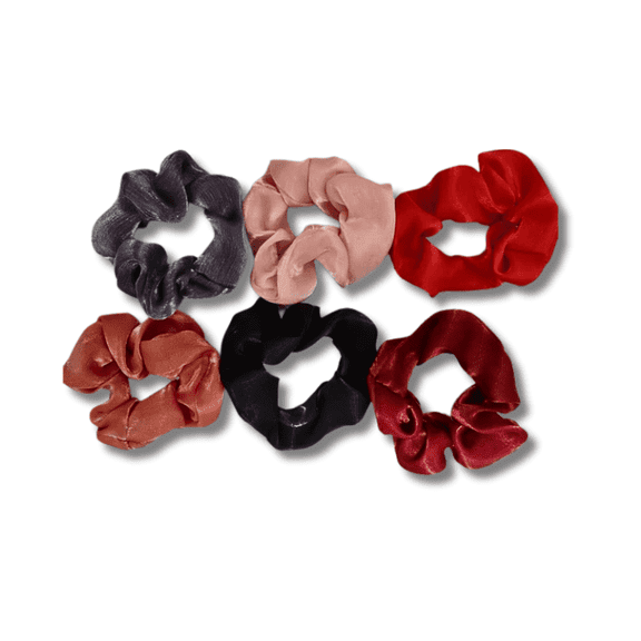 6-Pack Satin Hair Scrunchies, Soft Elastic Hair Ties for Women and