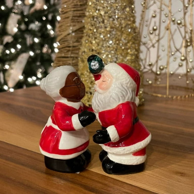 Ceramic African American Santa Couple Salt And Pepper Shakers, Home Décor,  Gift for Her, Gift for Mom, Kitchen Decor