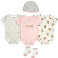 thumbnail image 2 of Baby Essentials Newborn Baby Girls 0 Months Mama’s Mini 5 Piece Bodysuit Set Containing 3 Short Sleeve Bodysuits, 1 Cap & Pair of Socks, 2 of 6