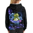 thumbnail image 6 of Xoenoiee Kids Hoodies Hooded Sweater Pull-Over Hoodies Long Sleeve Actiivewear with Kangaroo Pocket for Fall Winter Cosy Playwear, Floral Frog Purple Pattern, L, 6 of 7