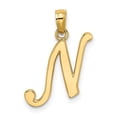 thumbnail image 1 of Diamond2Deal 14K Yellow Gold Script Letter N Initial Pendant for Women (L- 0.77inch, W- 0.48inch), 1 of 6