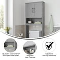 thumbnail image 6 of Flash Furniture Over the Toilet Bathroom Storage Cabinet Organizer with 2 Magnetic Closure Doors, Adjustable Cabinet Shelf, and Open Lower Shelf in Gray, 6 of 13